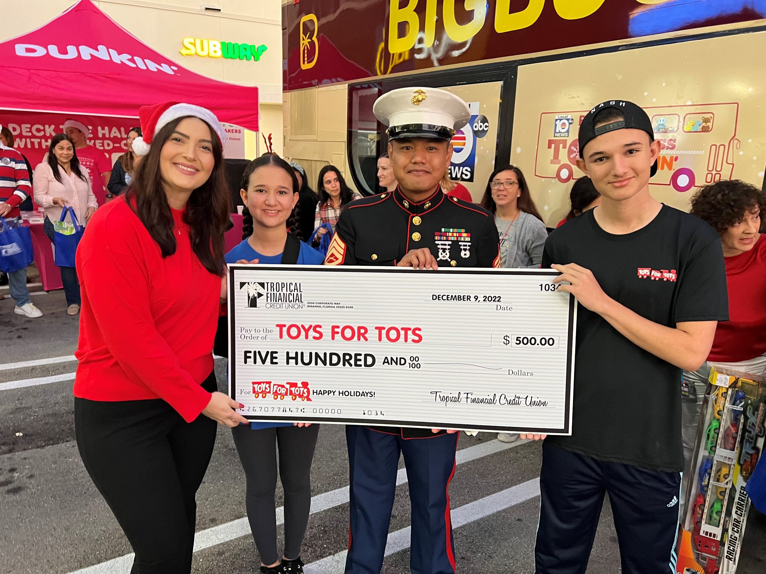 Tropical Financial Donates $1,000 to Toys for Tots