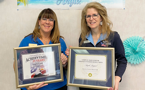 Eglin Federal Credit Union recognizes Bluewater Bay Head Teller Angie Lampert for 25 years of service