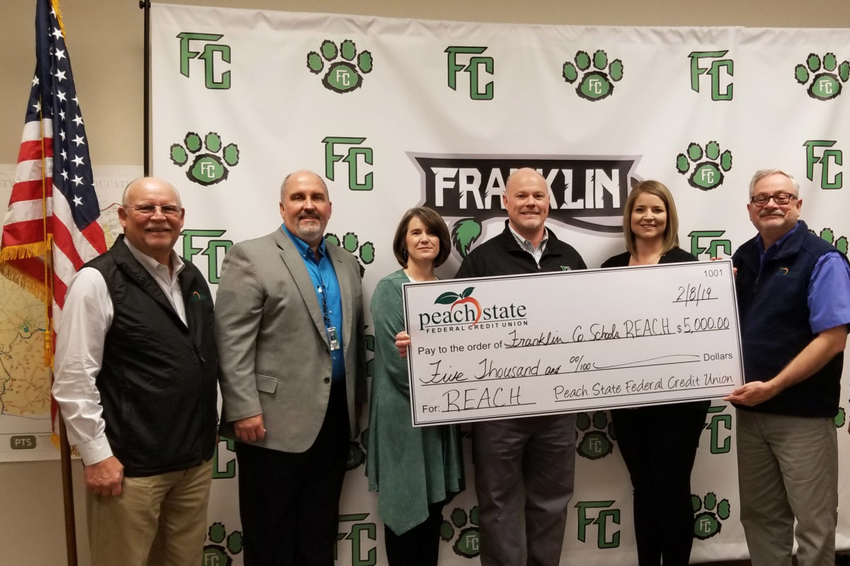 Peach State Federal Credit Union donates $5K to Franklin County Schools’ REACH Program