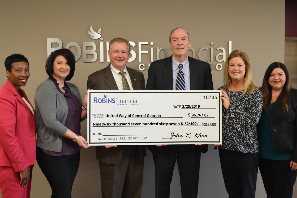 Robins Financial Credit Union contributes more than $96K to United Way of Central Georgia