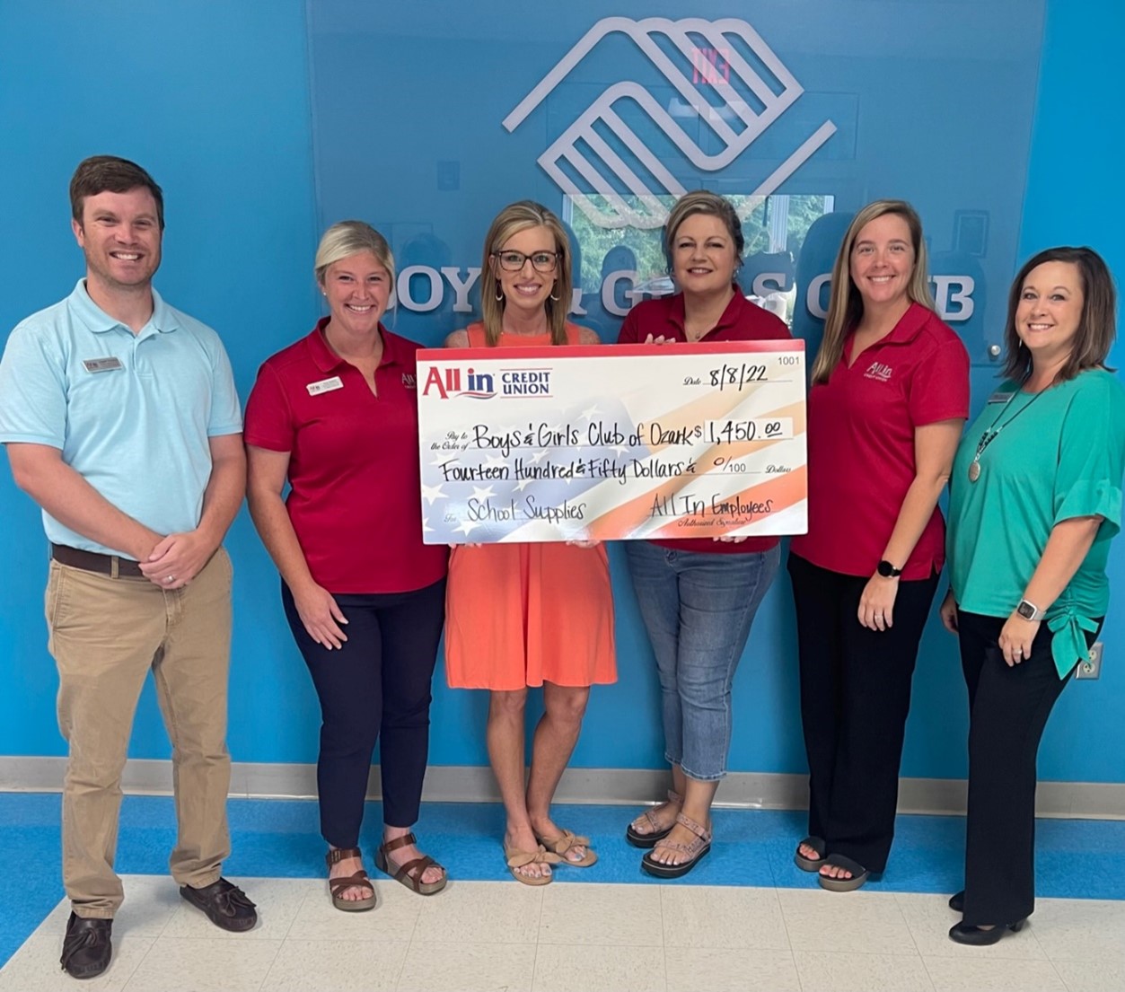 All In Credit Union Employees Donate to Local Boys and Girls Clubs