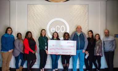 ēCO Credit Union employees present the check for Children’s of Alabama